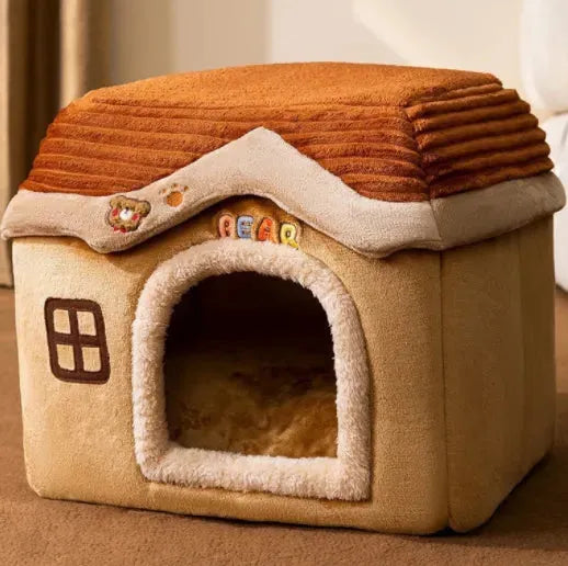 Foldable Dog House Pet Cat Bed Winter Dog Villa Sleep Kennel Removable Nest Warm Enclosed Cave Sofa Pets Supplies - Bellarte Enchanté Foldable Dog House Pet Cat Bed Winter Dog Villa Sleep Kennel Removable Nest Warm Enclosed Cave Sofa Pets Supplies
